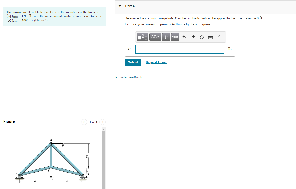 Solved The maximum allowable tensile force in the members of | Chegg.com