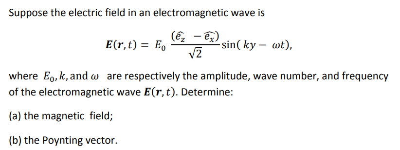 Solved Suppose the electric field in an electromagnetic wave | Chegg.com