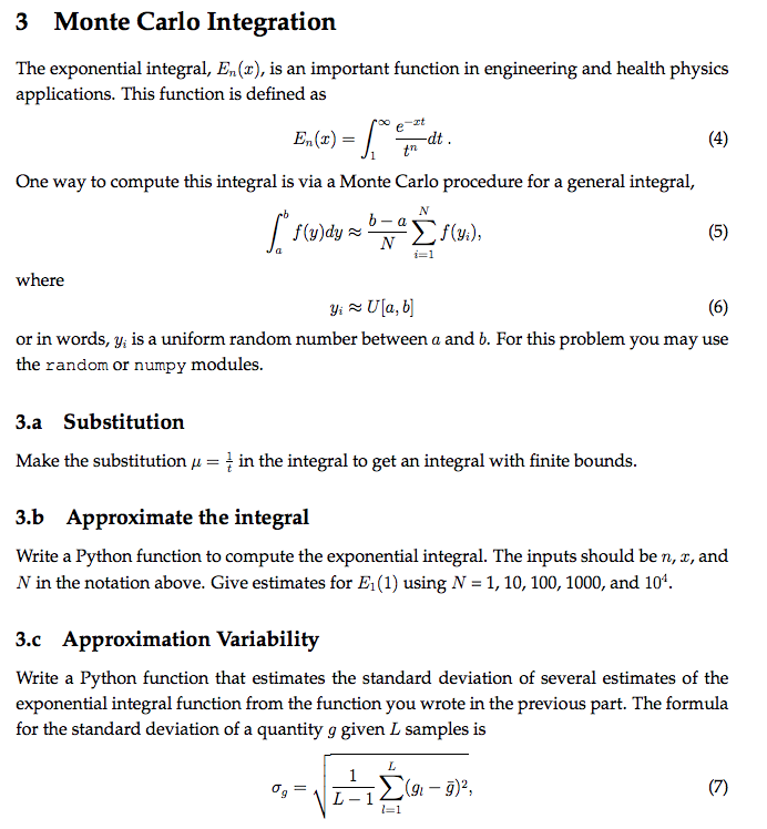 Solved 3 Monte Carlo Integration The exponential integral,