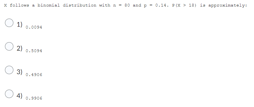Solved x follows a binomial distribution with n=80 and | Chegg.com