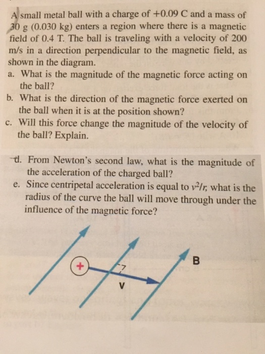 Solved A small metal ball with a charge of +0.09 C and a