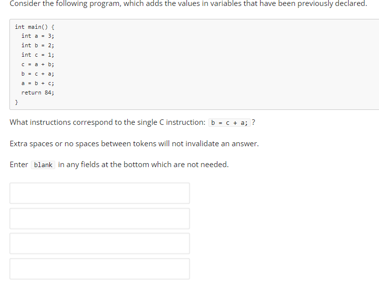 Solved Consider the following program, which adds the values | Chegg.com