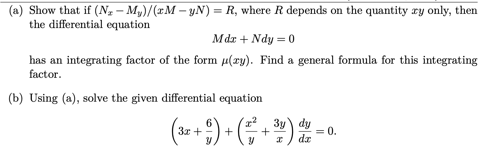 Show that if (Nx−My)/(xM−yN)=R, where R depends on the quant