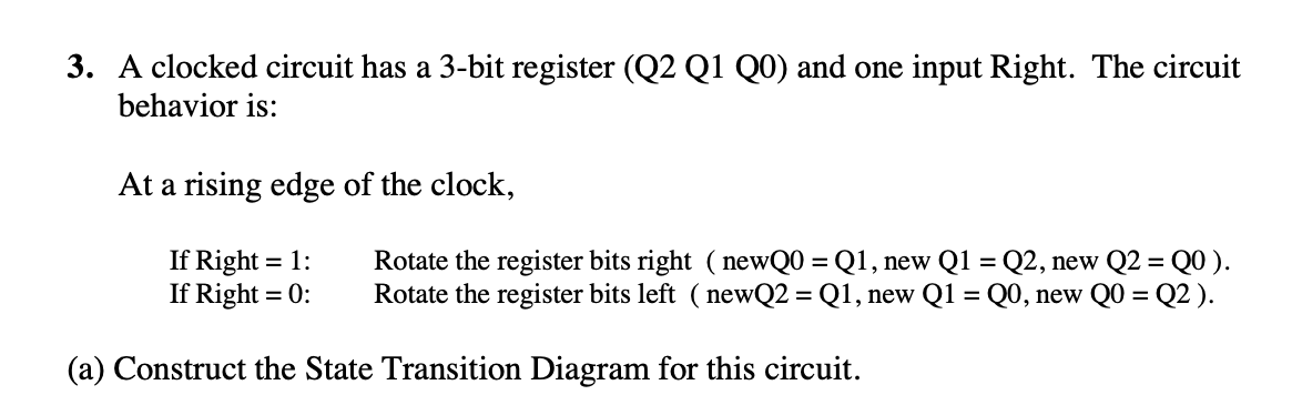 3. A clocked circuit has a 3-bit register (Q2Q1Q0) | Chegg.com