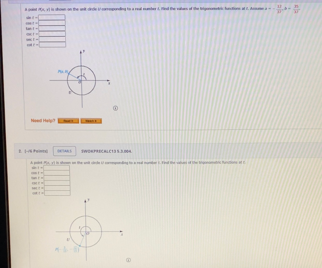 Solved A Point P(x, Y) Is Shown On The Unit Circle U | Chegg.com