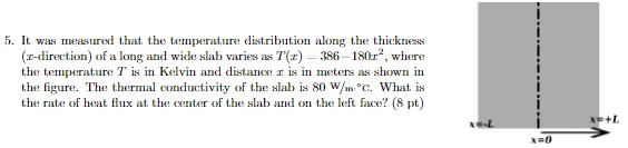 Solved 5. It was measured that the temperature distribution | Chegg.com
