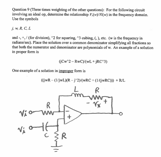 Solved Question 9 Three Times Weighting Of The Other Que Chegg Com