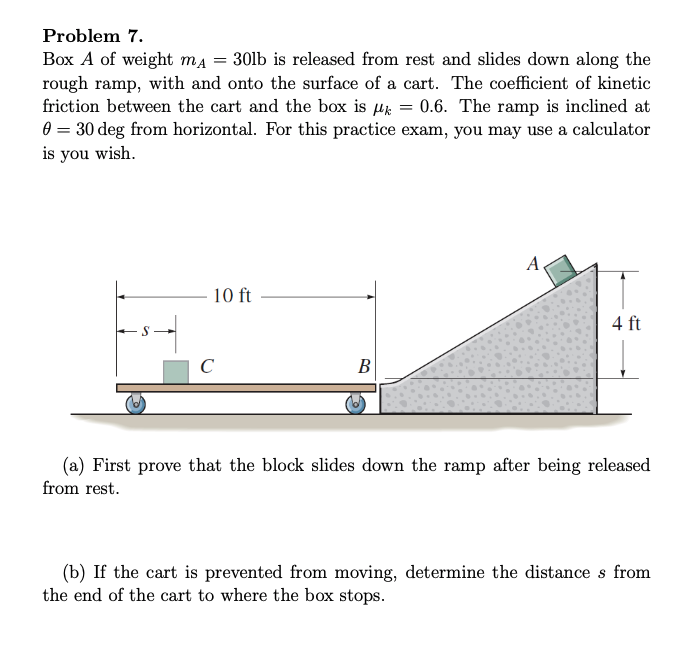 Solved Problem 7 Box A of weight mA rough ramp, with and | Chegg.com