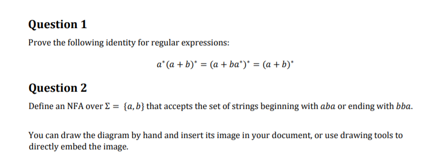 Solved Question 1 Prove the following identity for regular | Chegg.com