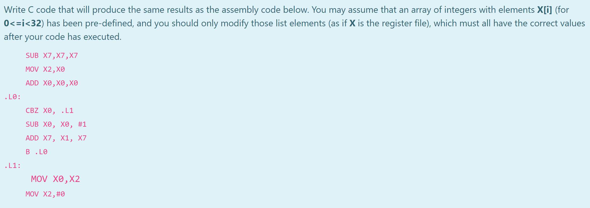 Write C code that will produce the same results as | Chegg.com
