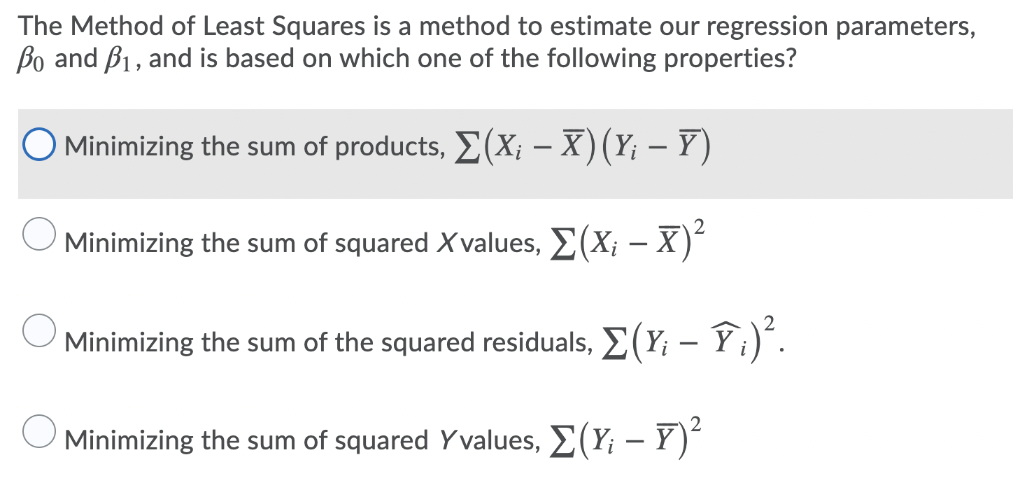 Solved The Method of Least Squares is a method to estimate | Chegg.com