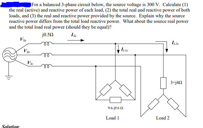 Solved For a balanced 3-phase circuit below, the source | Chegg.com