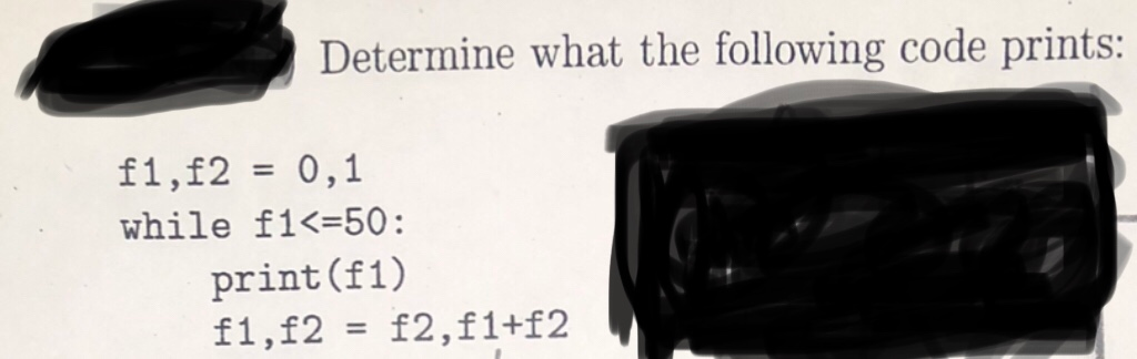 F2 Script Code Numbers Solved Determine what the following code prints: f1, f2 = | Chegg.com