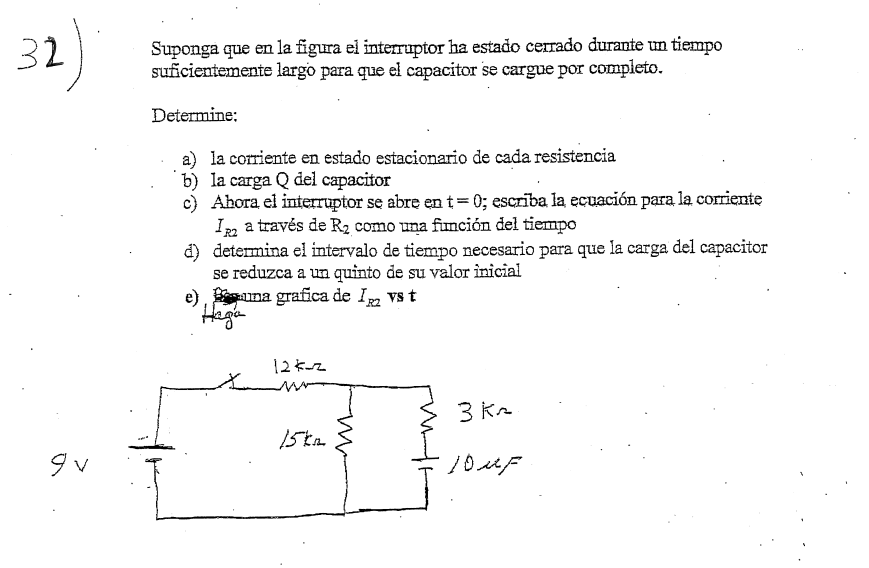 321 Suponga que en la figura el interruptor ha estado cerrado durante un tiempo suficientemente largo para que el capacitor s