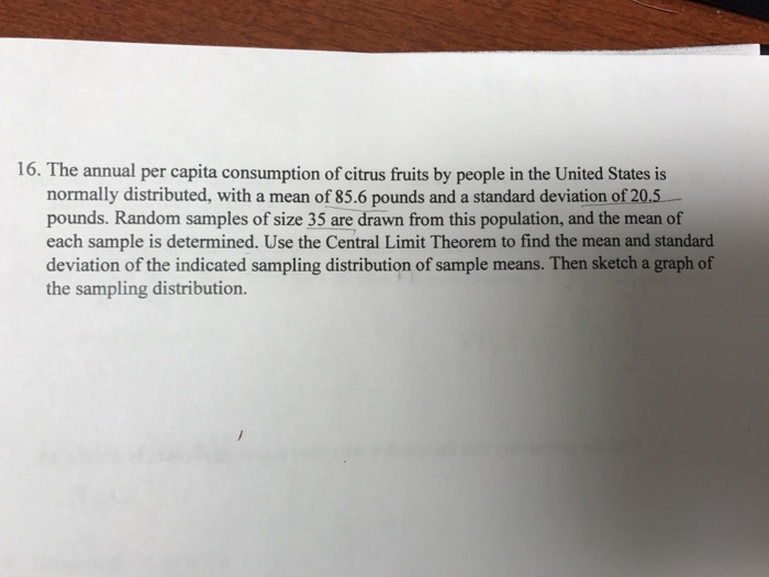 Solved The annual per capita consumption of citrus fruits by | Chegg.com