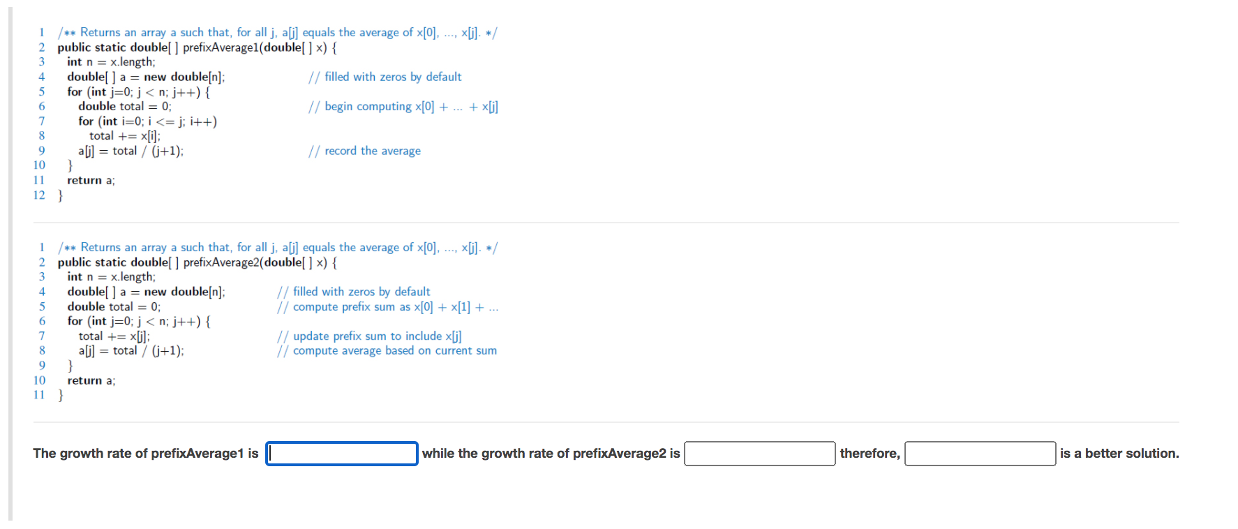 Solved 4 5 6 1 /** Returns an array a such that, for all j, | Chegg.com
