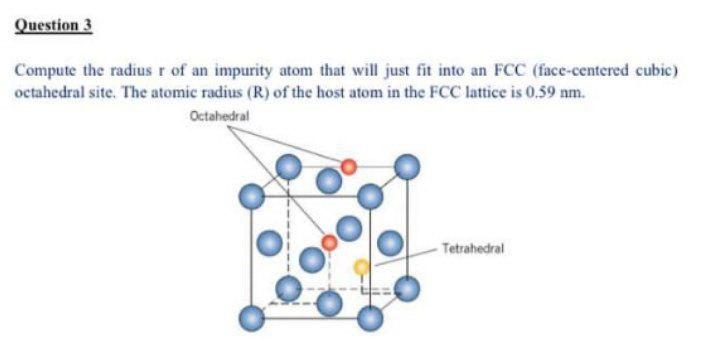 Solved Question 3 Compute the radius r of an impurity atom | Chegg.com