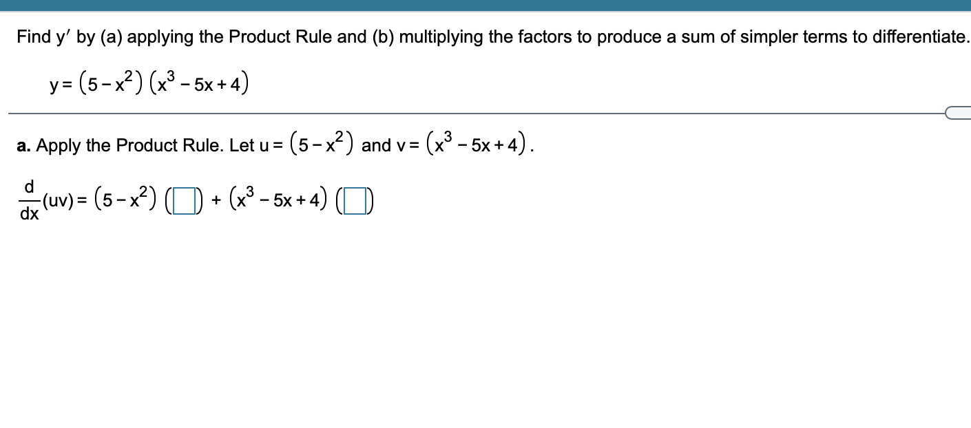 Solved Find Y By A Applying The Product Rule And B