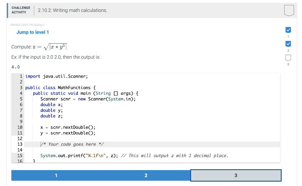 Y Solved CHALLENGE ACTIVITY 2.10.2: Writing math calculations