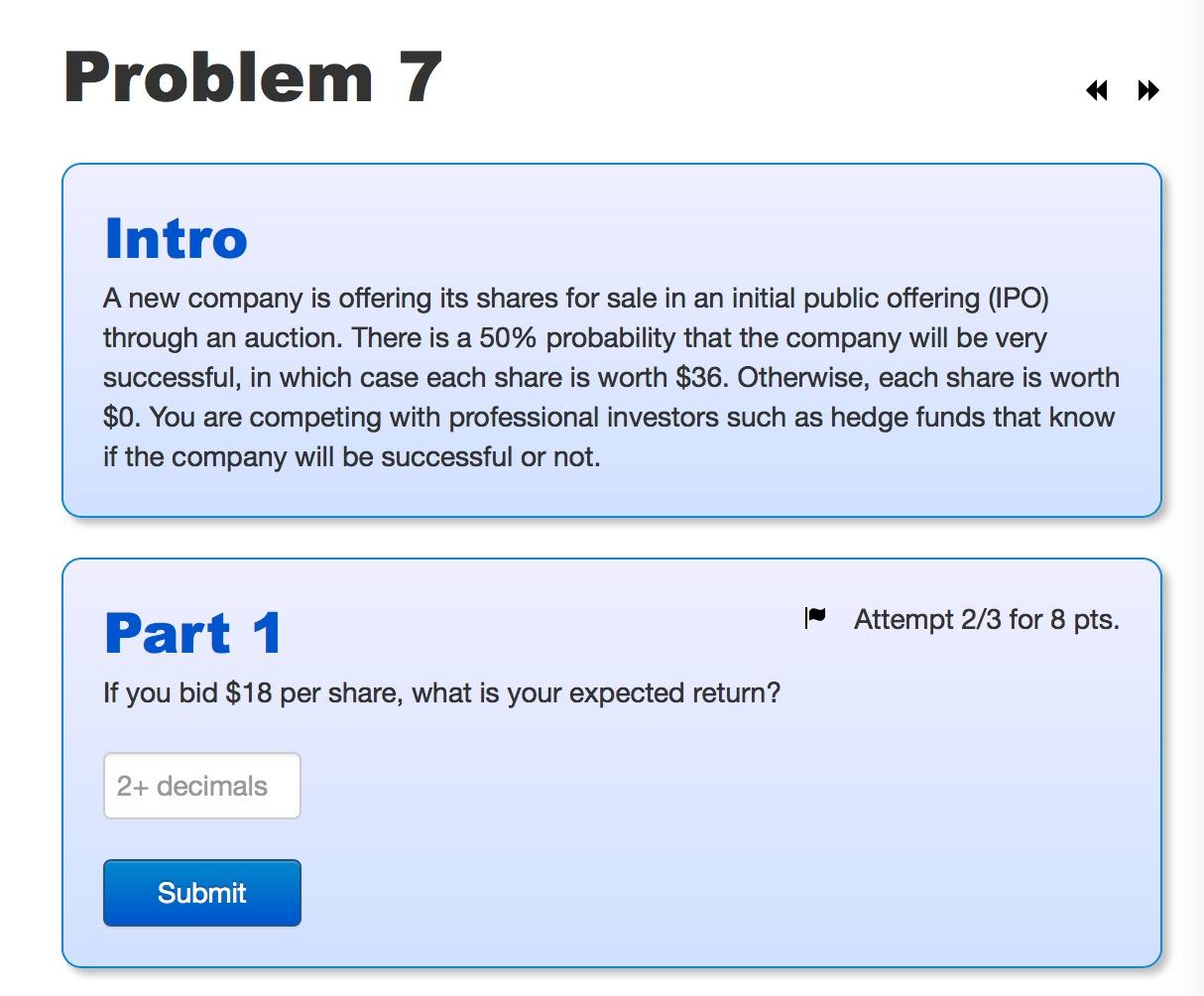 Solved Problem 7 Intro A New Company Is Offering Its Shares | Chegg.com