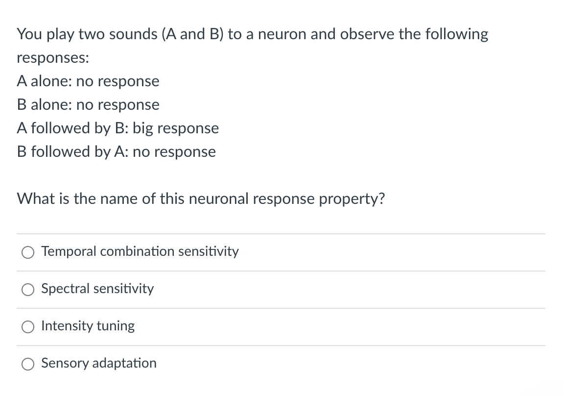 Solved You Play Two Sounds (A And B) To A Neuron And Observe | Chegg.com