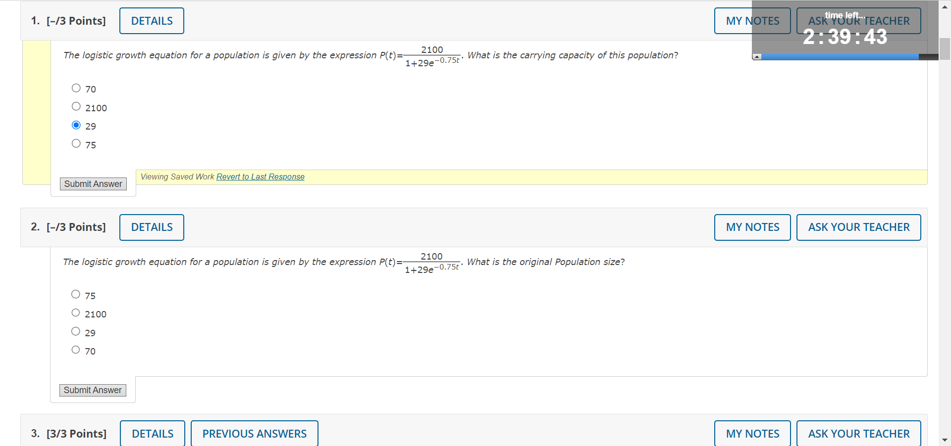 Solved The Logistic Growth Equation For A Population Is | Chegg.com