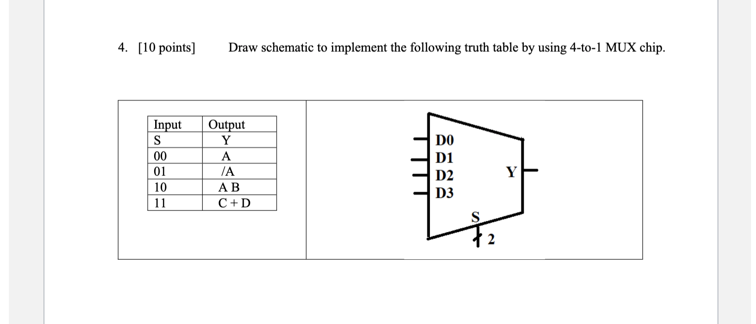 Solved 4. [10 points] Draw schematic to implement the | Chegg.com