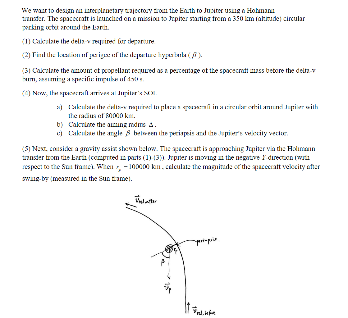 Solved We want to design an interplanetary trajectory from | Chegg.com