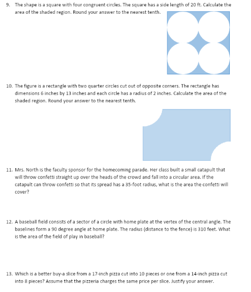 find the area of a circle with a radius of 12 inches