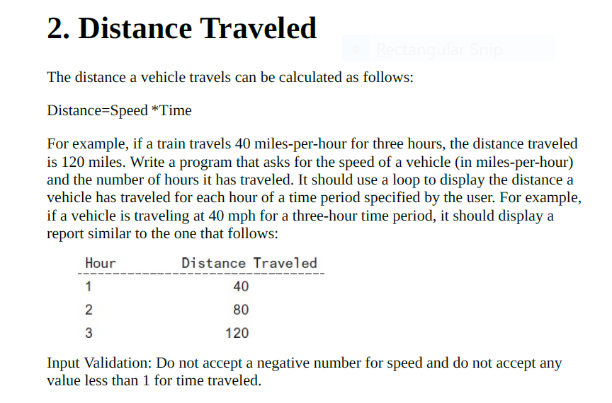 Solved 2. Distance Traveled The distance a vehicle travels