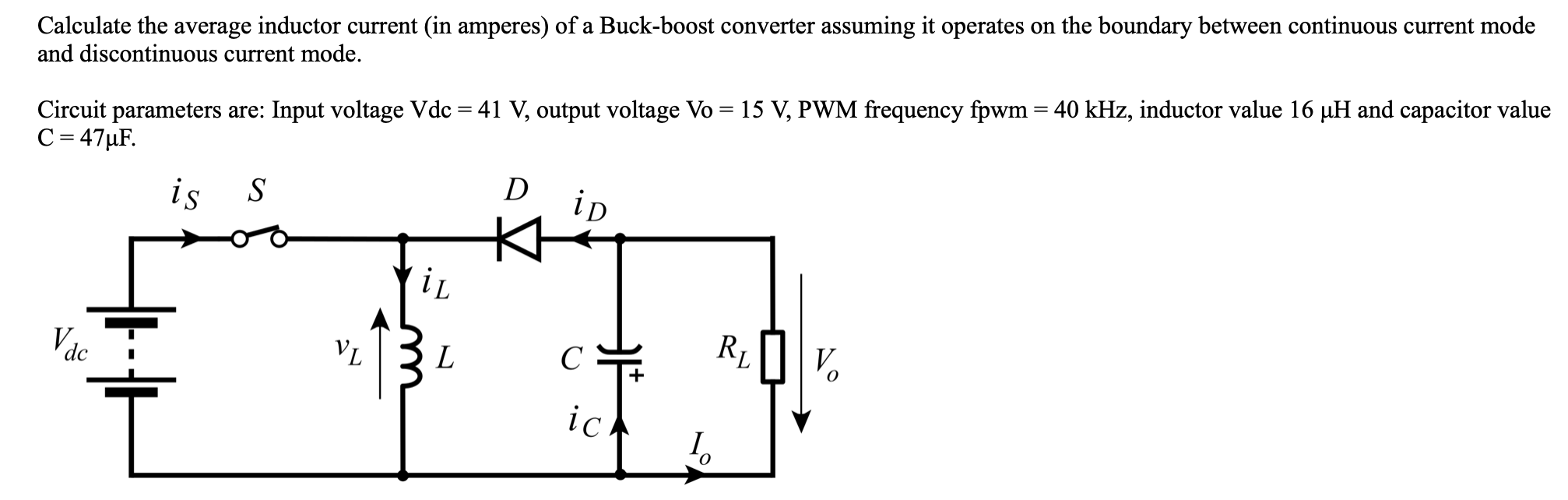 Solved Calculate the average inductor current (in amperes) | Chegg.com