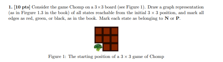 1. [10 pts] Consider the game Chomp on a 3x3 board | Chegg.com