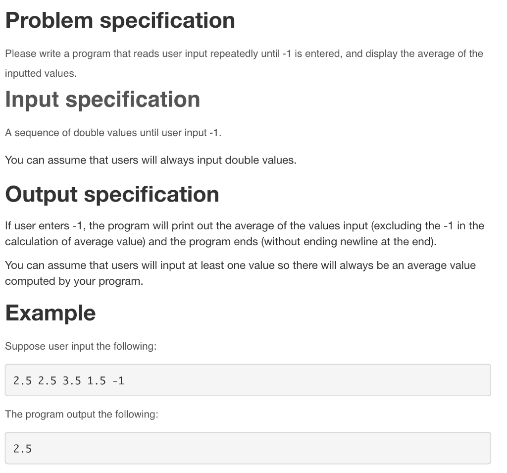 Solved Problem specification Please write a program that | Chegg.com