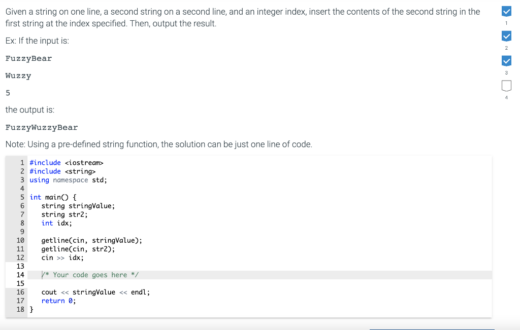 Solved C 1 Given A String On One Line A Second String
