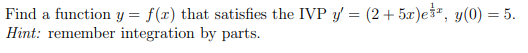 Solved Find A Function Y F X That Satisfies The Ivp