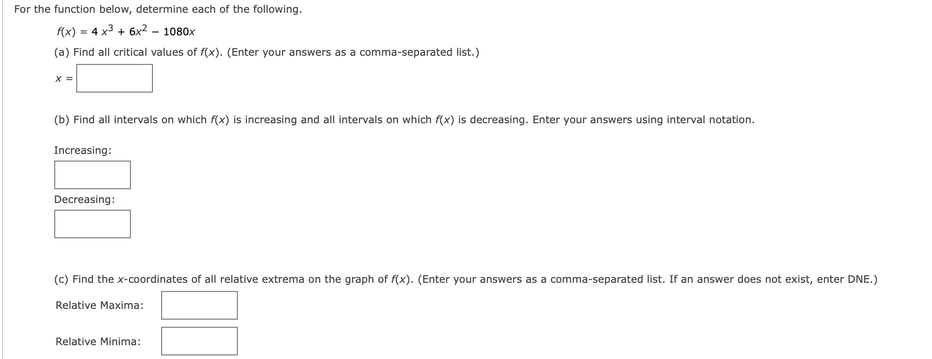 Solved For the function below, determine each of the | Chegg.com