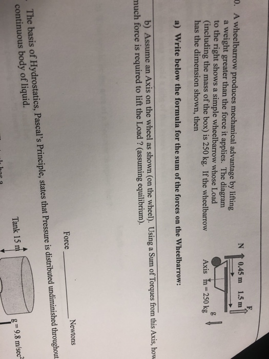 Solved A wheelbarrow produces mechanical advantage by