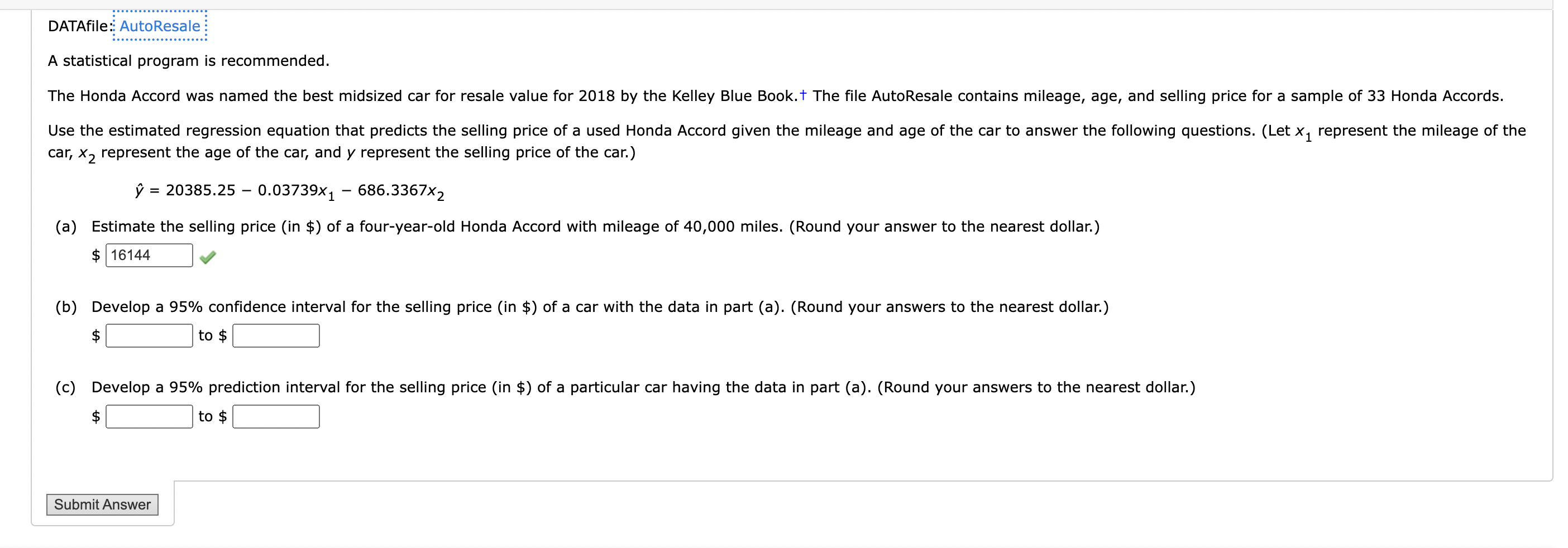 Solved A statistical program is recommended. car, x2 | Chegg.com