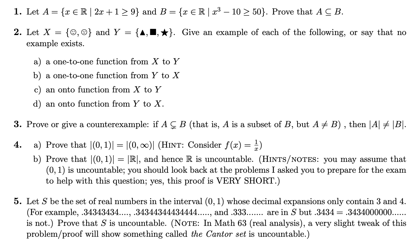 Solved 1 Let A {x∈r∣2x 1≥9} And B {x∈r∣x3−10≥50} Prove