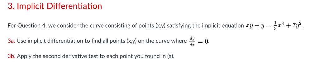 Solved 3. Implicit Differentiation For Question 4, we | Chegg.com