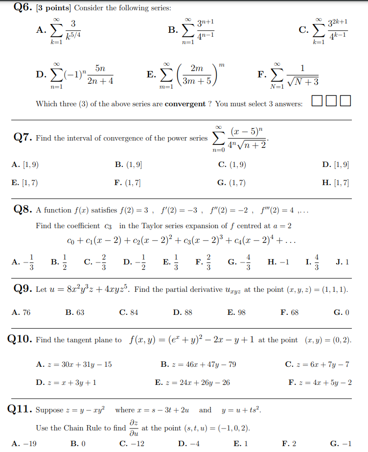 Solved Q6 3 Points Consider The Following Series 3 3n Chegg Com