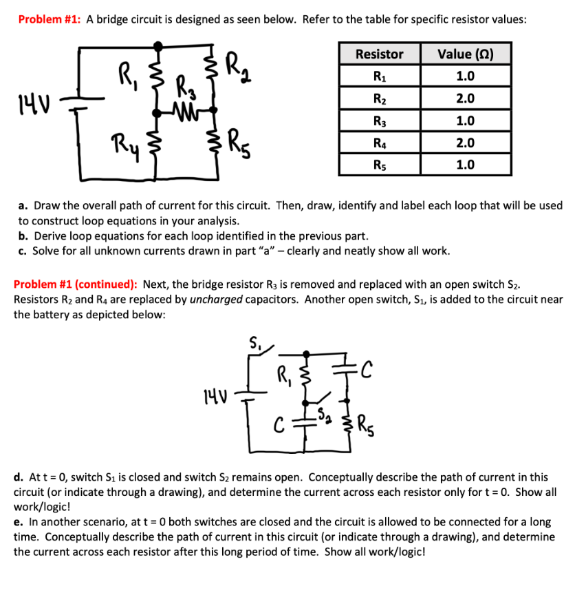 Solved Problem \#1: A bridge circuit is designed as seen | Chegg.com