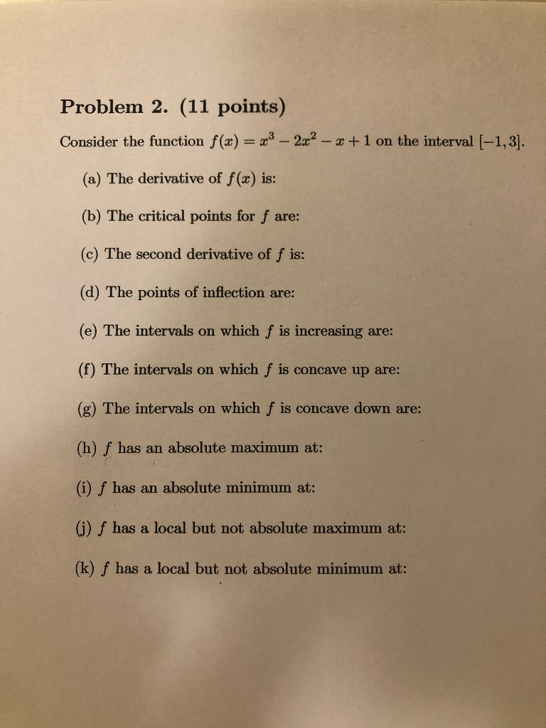 Solved Problem 2. (11 points) Consider the function f(x) = | Chegg.com