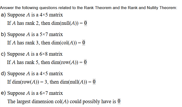 Solved Answer the following questions related to the Rank Chegg