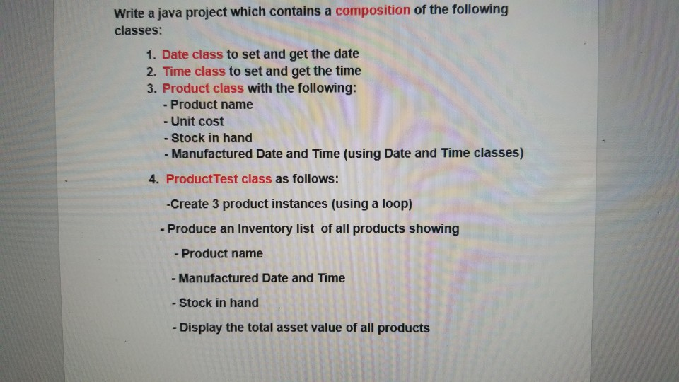 Solved Write a java project which contains a composition of | Chegg.com