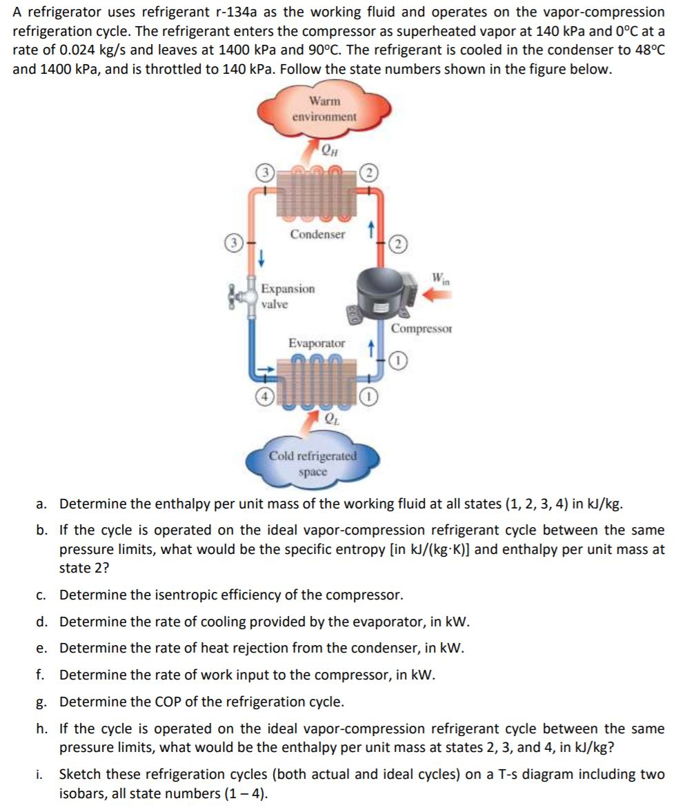 solved-a-refrigerator-uses-refrigerant-r-134a-as-the-working-chegg