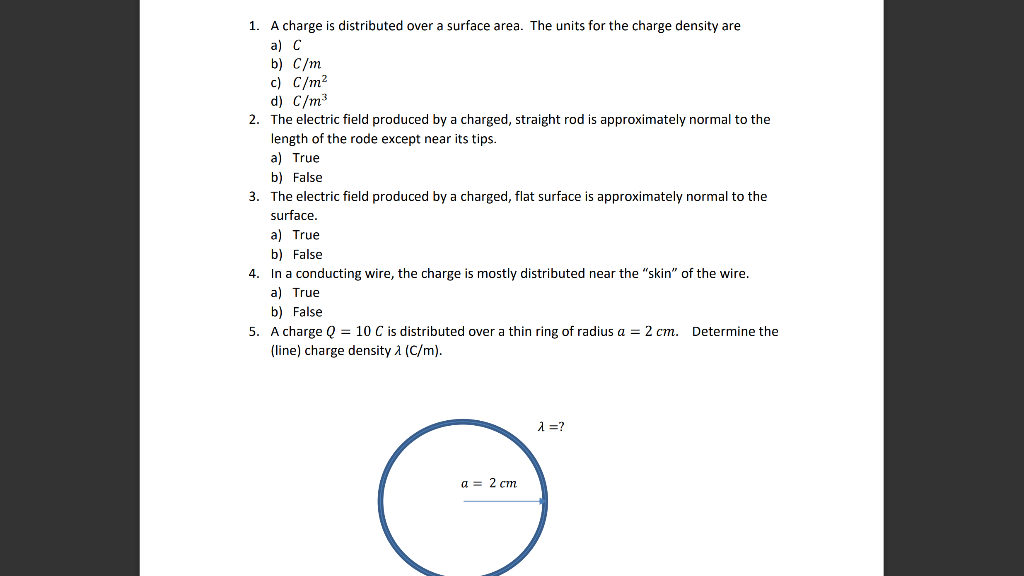 Solved 1. A charge is distributed over a surface area. The | Chegg.com