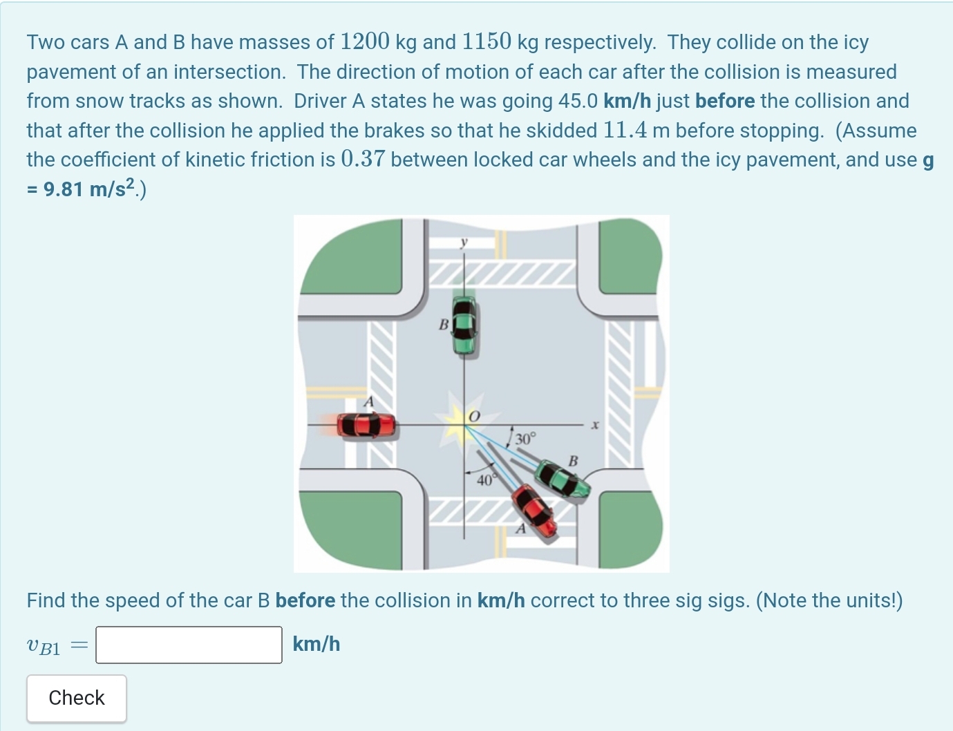 Solved Two Cars A And B Have Masses Of 1200 Kg And 1150 Kg | Chegg.com