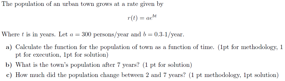 Solved The population of an urban town grows at a rate given | Chegg.com