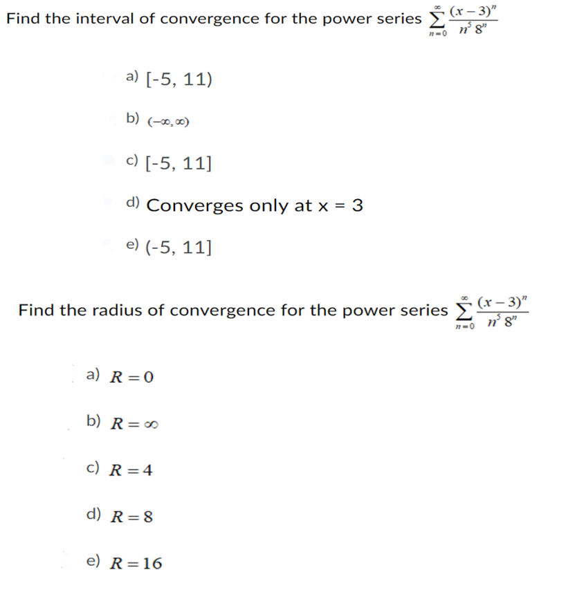 Solved Find The Interval Of Convergence For The Power Ser Chegg Com